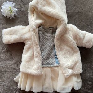 NWT Baby Gap Bundle | Faux Fur Jacket & Quilted Tulle Dress 0-3MOS